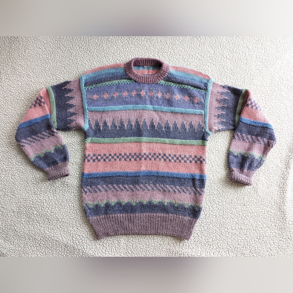 Pastel Patterned Crewneck Sweater - Multi